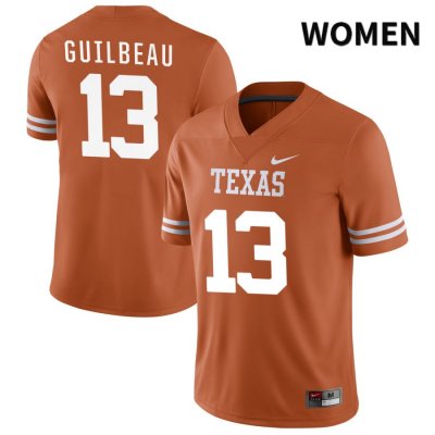 Texas Longhorns Women's #13 Jaylon Guilbeau Authentic Orange NIL 2022 College Football Jersey RDO83P4D